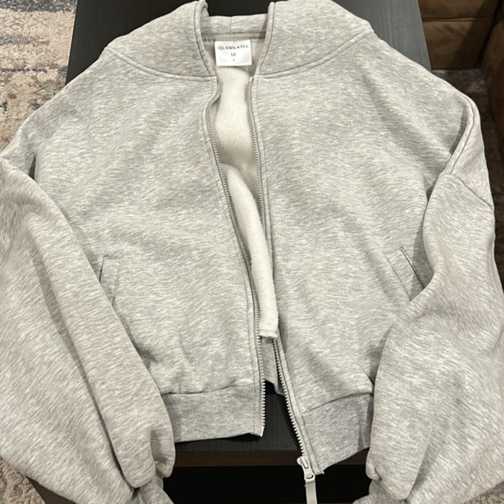 Blogilates Women's Marshmallow Full Zip Hooded Sweatshirt Size Medium